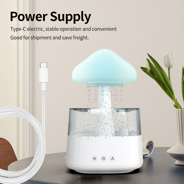 New Arrival Rain Cloud Humidifier Rain Drip Aromatherapy Essential Oil Air Diffuser 450ml 7 Colors Mushroom Humidifier