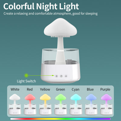 New Arrival Rain Cloud Humidifier Rain Drip Aromatherapy Essential Oil Air Diffuser 450ml 7 Colors Mushroom Humidifier